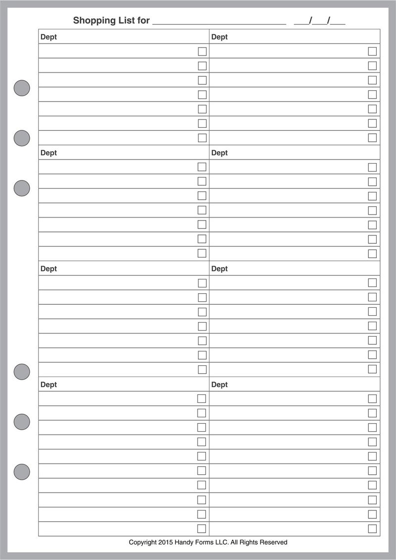 Handy Forms A5 Size Shopping List, Sized and Punched for6-Ring A5 Notebooks by Filofax, LV (GM), Kikki K, TMI, and Others. Sheet Size 5.83" x 8.27" (148mm x 210mm) - Image 5