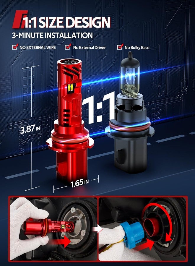 Torchbeam 2026 Upgrade 9007/HB5, 85000LM 1000% Super Brighter, 6500K Cool White, 1:1 Mini Size for Easy Installation Fog Light Bulbs, 10,0000 Hours Lifespan, Plug and Play, Pack of 2 - Image 4