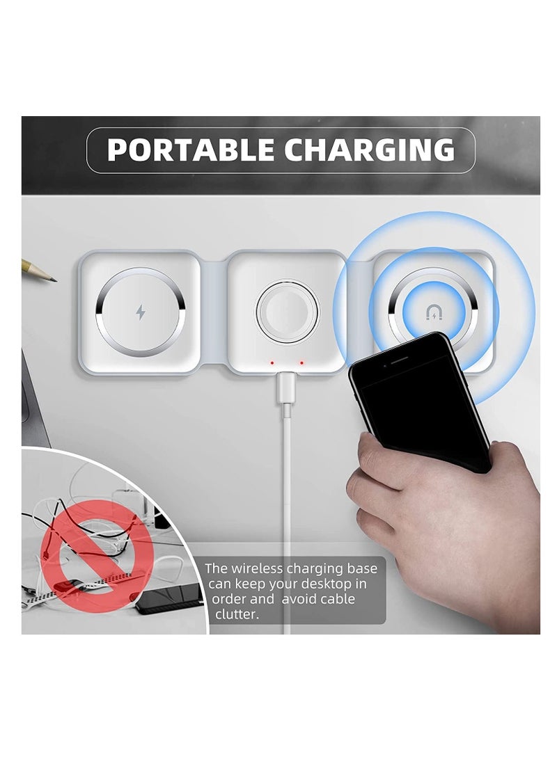 ELTRAZONE Wireless Charging, 3 in 1 Wireless Charger,Wireless Magnetic Fast Charging Foldable Dock station Charger for iPhone 13/12/11/8/Pro/Max,for iWatch,forAirPods 3/2/Pro and for Samsung - Image 2