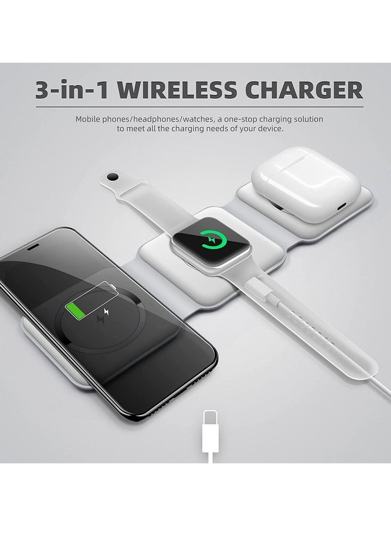 ELTRAZONE Wireless Charging, 3 in 1 Wireless Charger,Wireless Magnetic Fast Charging Foldable Dock station Charger for iPhone 13/12/11/8/Pro/Max,for iWatch,forAirPods 3/2/Pro and for Samsung - Image 1