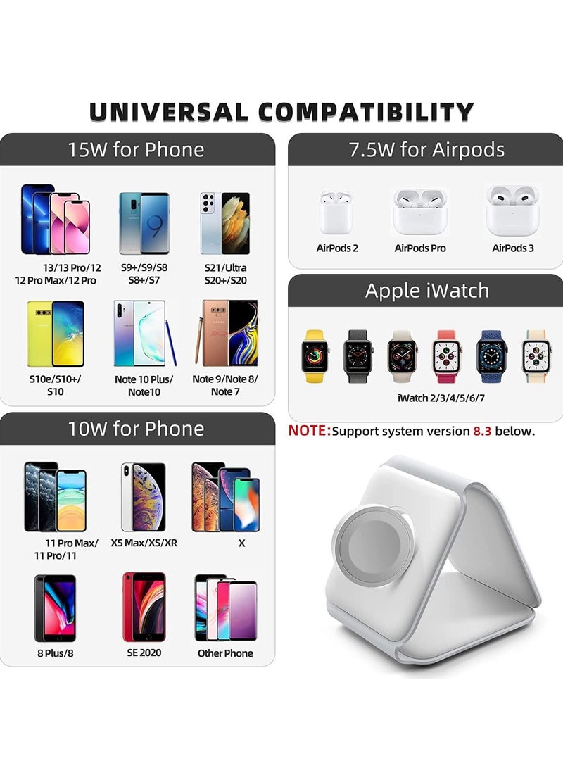 ELTRAZONE Wireless Charging, 3 in 1 Wireless Charger,Wireless Magnetic Fast Charging Foldable Dock station Charger for iPhone 13/12/11/8/Pro/Max,for iWatch,forAirPods 3/2/Pro and for Samsung - Image 3