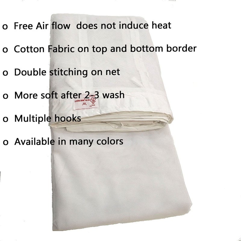Ans Cotton Mix Mosquito net Pure Cotton Border on Top and Bottom Allergy Free White 65 x 8 ft Large Size - Image 4
