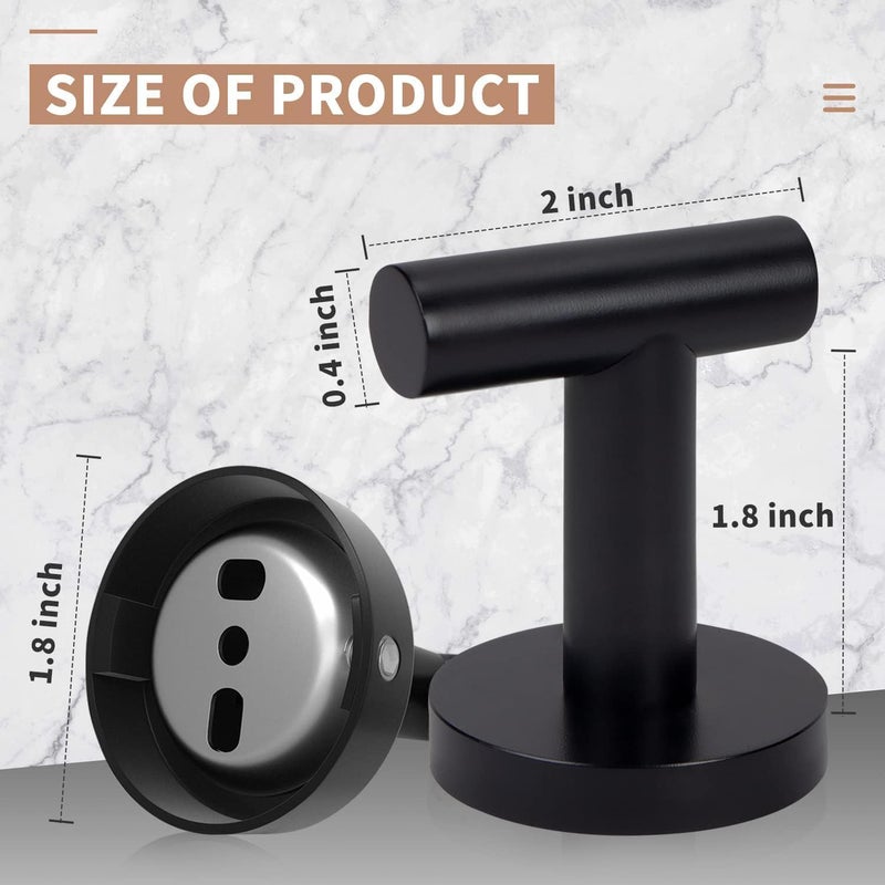 Matte Black Towel Hooks - Bathroom Towel Holder - Towel Hanger - Black Hooks Wall Mounted Bathrobe Door Hooks - Stainless Steel Bathroom Hooks (Pack of 2) - Image 3