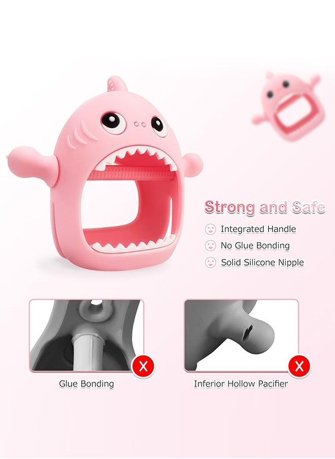 Sweet Life 2PCS Shark Silicone Baby Teether Toy for Babies 0-6 Month, Never Drop Baby Teething Toys for 6 to 12 Months, Infants Hand Teether Pacifiers, Baby Chew Toys for Sucking Needs - (Pink, Yellow)  - Image 2