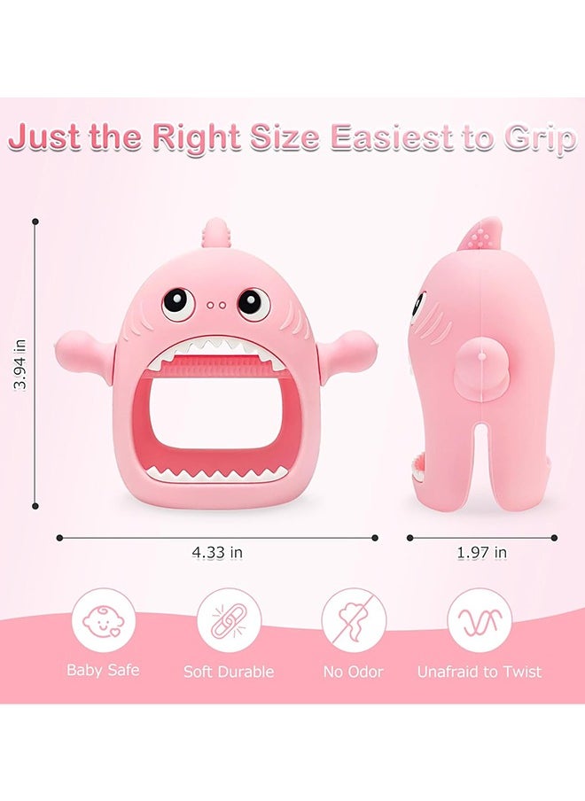 Sweet Life 2PCS Shark Silicone Baby Teether Toy for Babies 0-6 Month, Never Drop Baby Teething Toys for 6 to 12 Months, Infants Hand Teether Pacifiers, Baby Chew Toys for Sucking Needs - (Pink, Yellow)  - Image 5