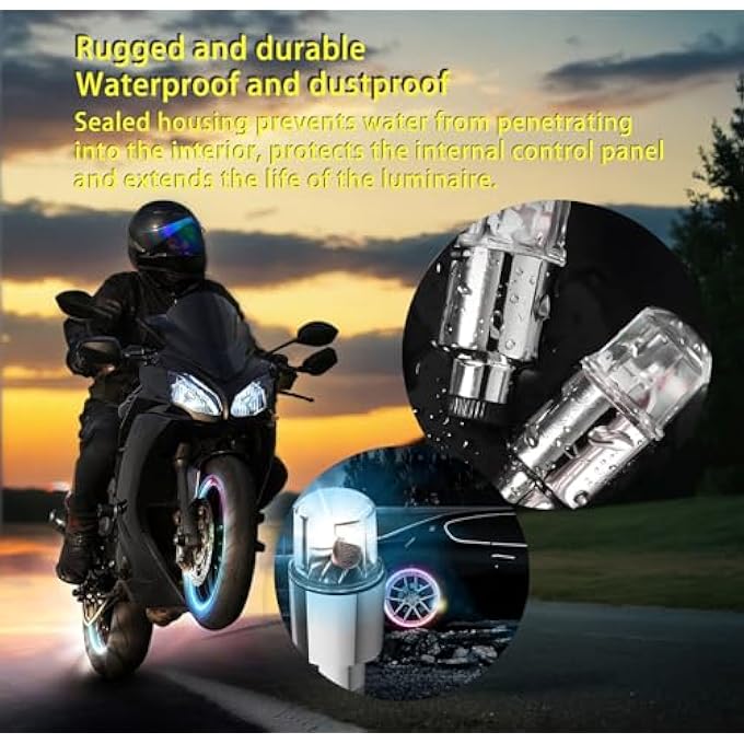 Duomama Led Car Wheel Tire Valve Caps Lights  Neon Spoke Flash Bulb For Bike Motorcycle  Waterproof Motion Sensors Lamp  Auto Accessories With 40 Batteries - Image 5