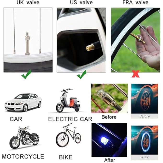 Duomama Led Car Wheel Tire Valve Caps Lights  Neon Spoke Flash Bulb For Bike Motorcycle  Waterproof Motion Sensors Lamp  Auto Accessories With 40 Batteries - Image 4