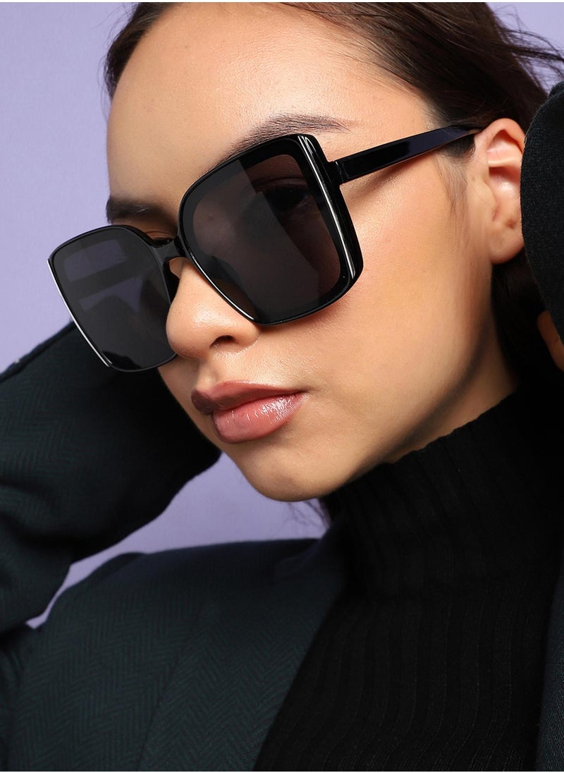 Haute Sauce Tinted Lens Black Frame Oversized Sunglass  - Image 5