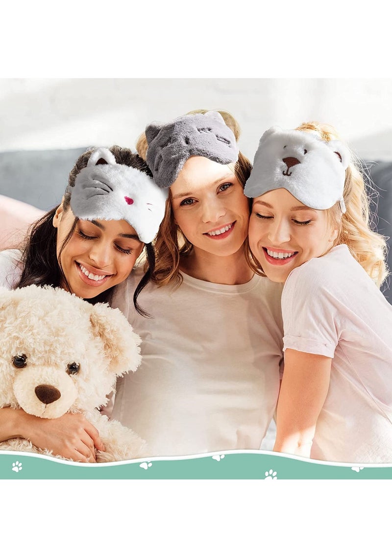 Excefore Sleeping Mask Child 3 Pieces Eye Kids Sleep Cute Animal Design Soft Masks for Women Children, Girls and Adult Travel Pajama Party, Adjustable Elastic - Image 4