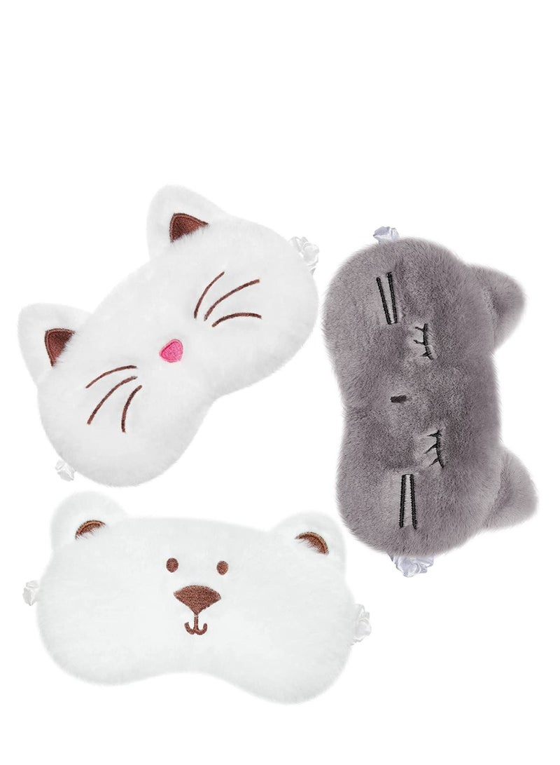 Excefore Sleeping Mask Child 3 Pieces Eye Kids Sleep Cute Animal Design Soft Masks for Women Children, Girls and Adult Travel Pajama Party, Adjustable Elastic - Image 1