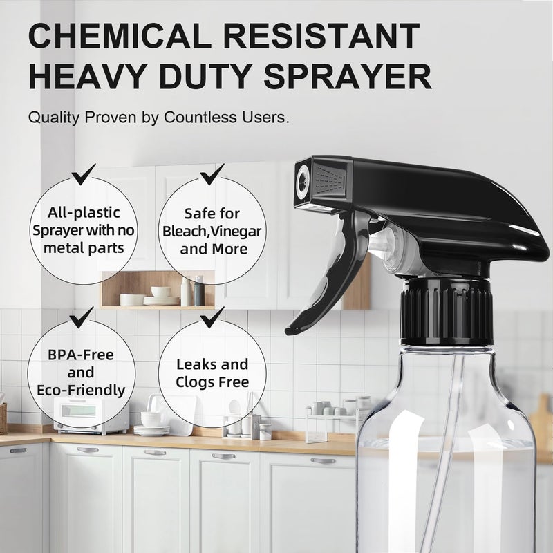 Airbee Spray Bottles 2-Pack, 10 Oz, Mist & Stream, Heavy Duty Spraying Empty Water Sprayer Bottle, BPA Free Plastic Refillable Containers for Cleaning Solutions, Plants, Hair, Essential Oils, Clear & Green - Image 4
