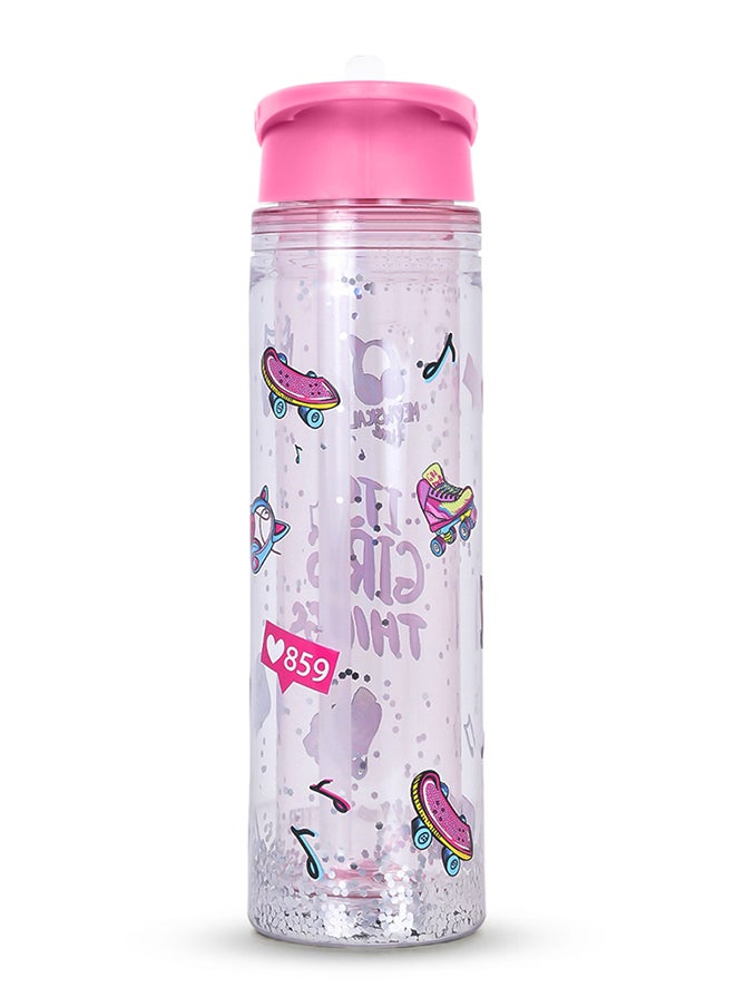 Eazy Kids Tritan Double Wall Glitter 550Ml Water Bottle - It'S Girls Things Pink  - Image 3