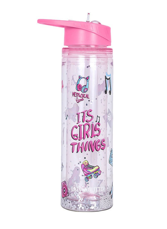 Eazy Kids Tritan Double Wall Glitter 550Ml Water Bottle - It'S Girls Things Pink  - Image 1