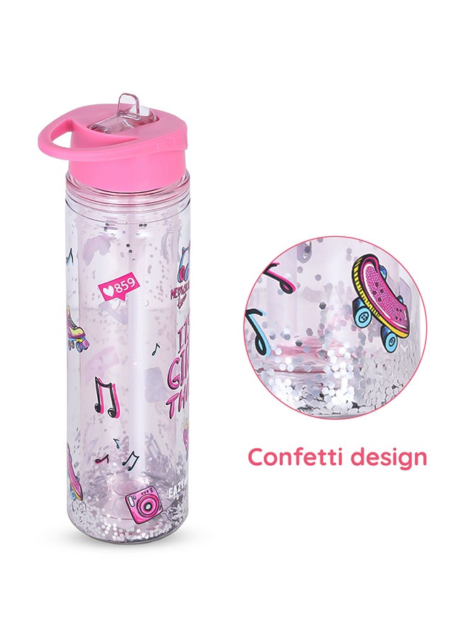 Eazy Kids Tritan Double Wall Glitter 550Ml Water Bottle - It'S Girls Things Pink  - Image 4