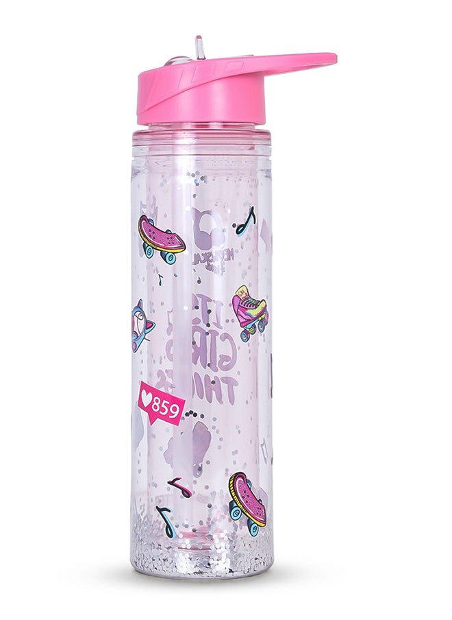 Eazy Kids Tritan Double Wall Glitter 550Ml Water Bottle - It'S Girls Things Pink  - Image 2