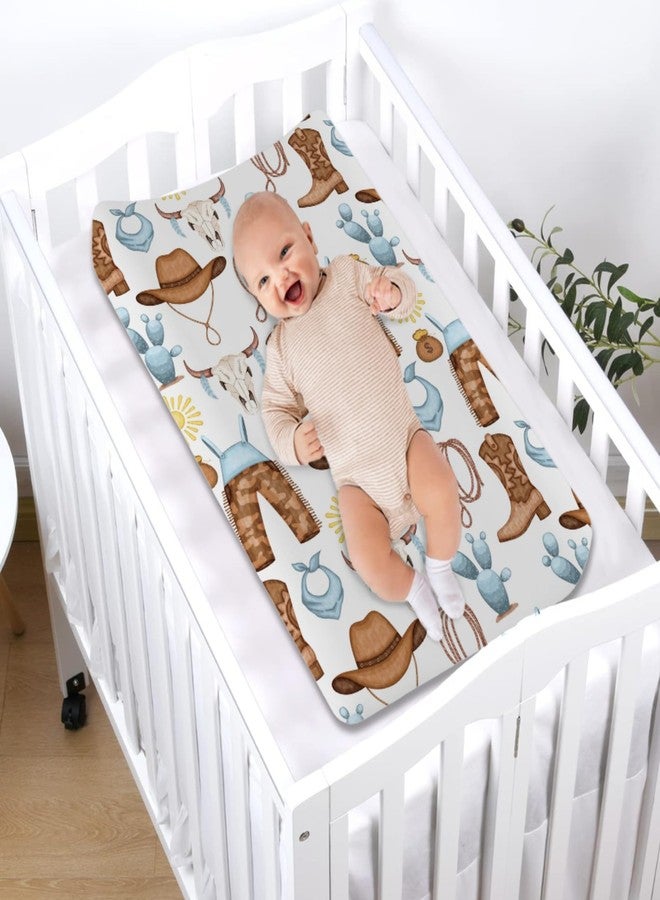 KASTLEE Baby Western Cowgirl Cowboy Changing Pad Covers for Boy Girl 32''x16'' Desert Cowboy Hat Boot Sun Cactus Fitted Diaper Changing Table Pad Sheets Soft Breathable Baby Change Table Mat - Image 4