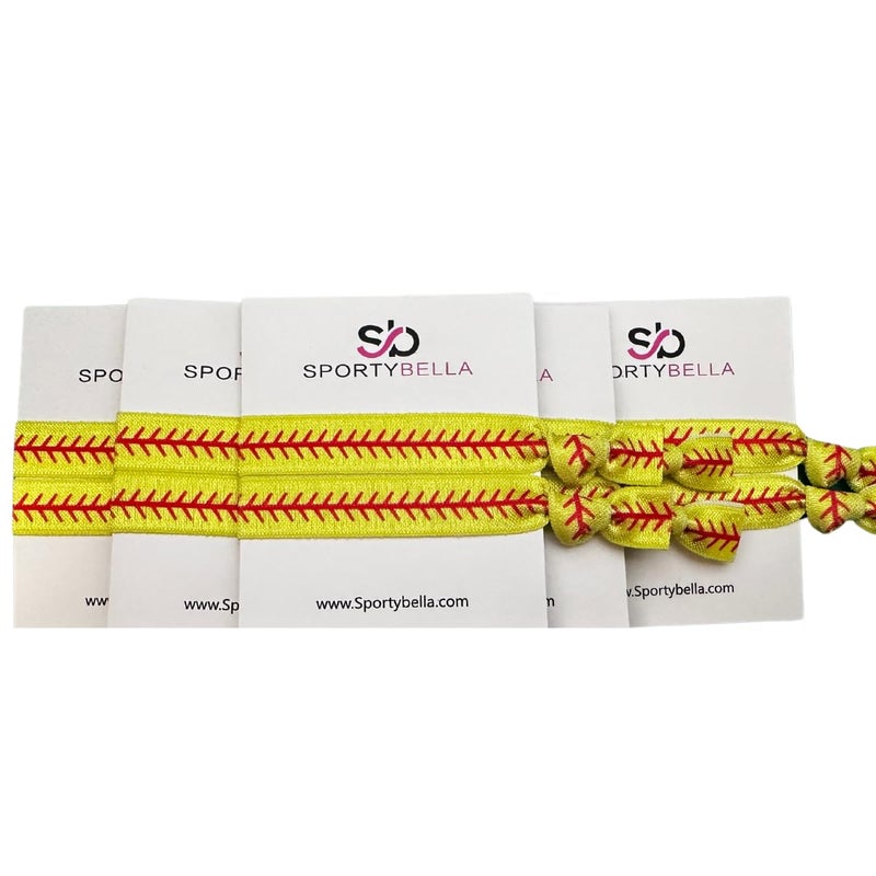 Infinity Collection Sportybella Softball Hair Tie Set  Elastic NoCrease Bands with Love Softball  Heart Design Stylish Accessories for Girls Teens  Softball Players Stitch