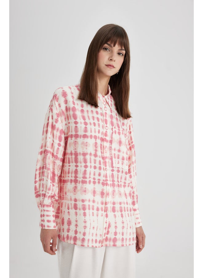 Woman Relax Fit Woven Long Sleeve Tunic