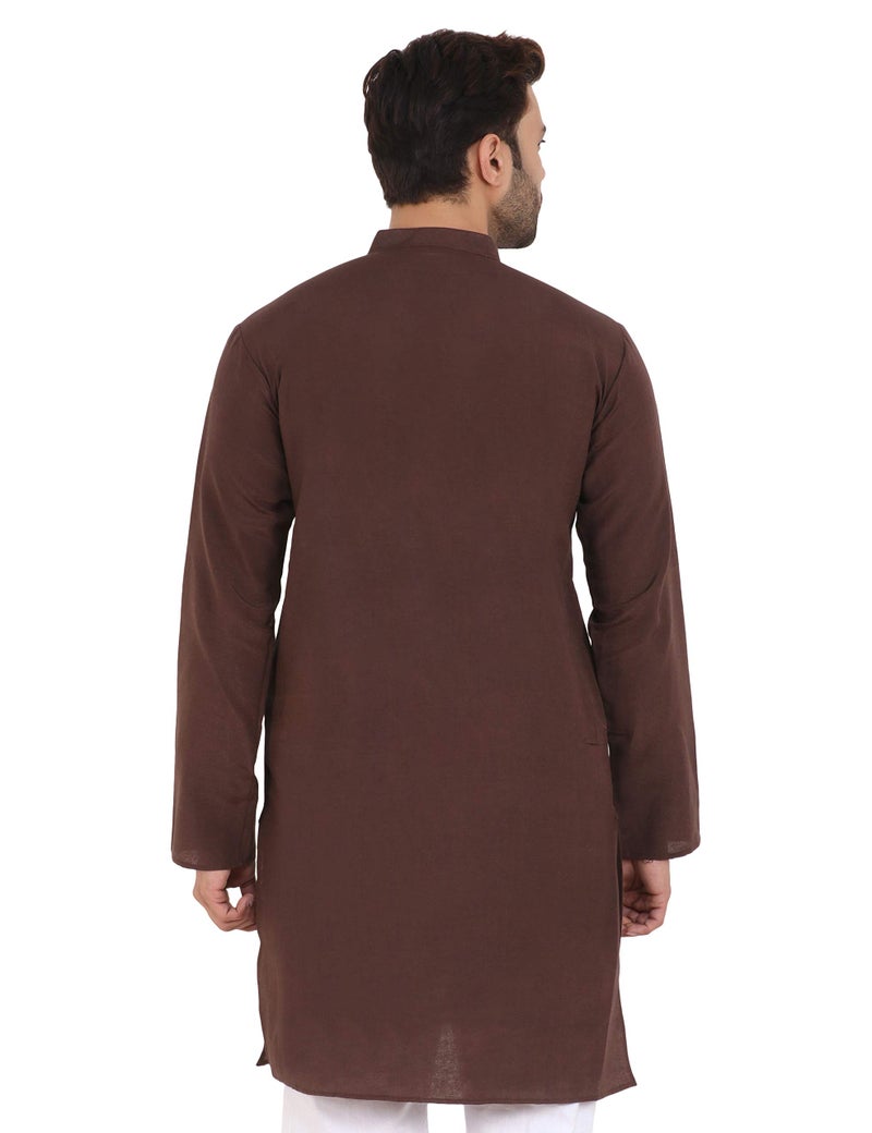 LATEST CHIKAN Men's Cotton Blend Regular Kurta, Pajama & Jacket Set (Dark Brown) - Image 4