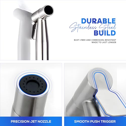 MIORAH MIORAH SS 304 Gun with Pipe Set | Jet Spray Pipe for Toilet & Hand Shower for Bathroom | Durable Faucet with Stainless Steel Construction - Image 4