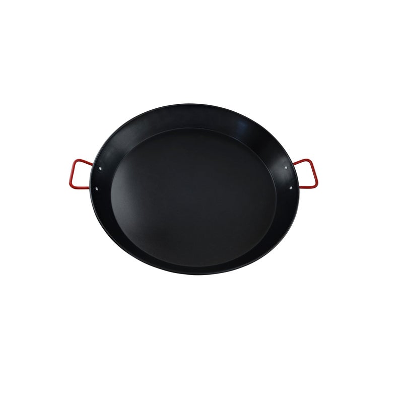 Imusa IMUSA USA 10 Carbon Steel Coated Nonstick Paella Pan Black Red Handles 