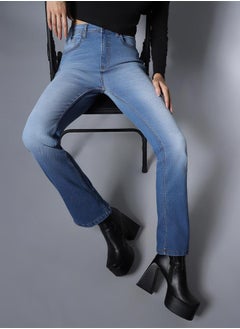 HIGH STAR High Rise Faded Bootcut Jeans by Styli  - Image 1