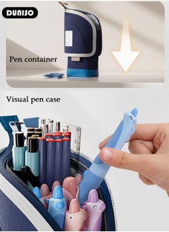 DUNISO Large Capacity Portable Standing Pen Telescopic Holder,Blue Simple Multifunctional Upright Pencil Case with Durable Zipper,Switch Between Pen Pouch and Pen Holder for Kids,Color Matching Design Suitable for School College Office Gift  - Image 5