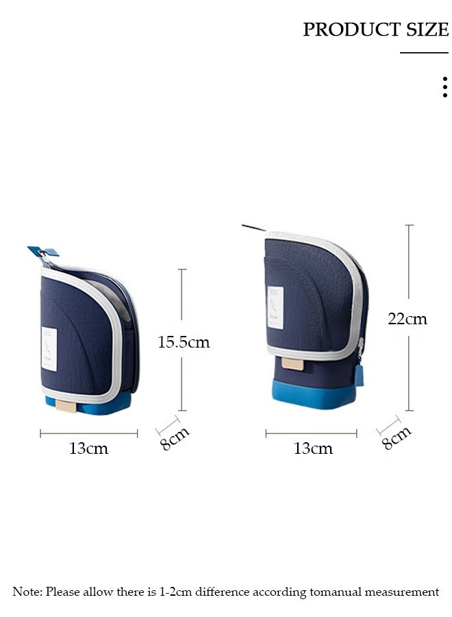 DUNISO Large Capacity Portable Standing Pen Telescopic Holder,Blue Simple Multifunctional Upright Pencil Case with Durable Zipper,Switch Between Pen Pouch and Pen Holder for Kids,Color Matching Design Suitable for School College Office Gift - Image 2
