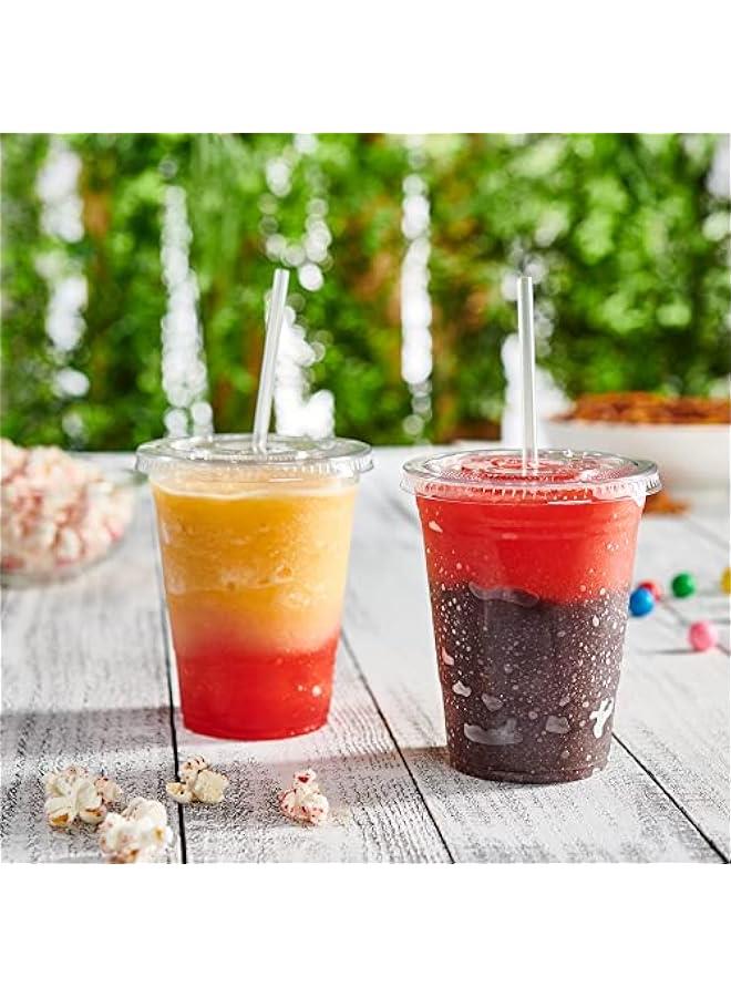50-Piece Disposable Plastic Juice Cup With Lid 12oz Clear - Image 4