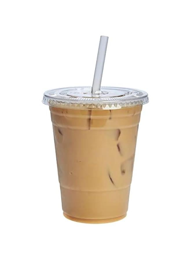 50-Piece Disposable Plastic Juice Cup With Lid 12oz Clear - Image 3