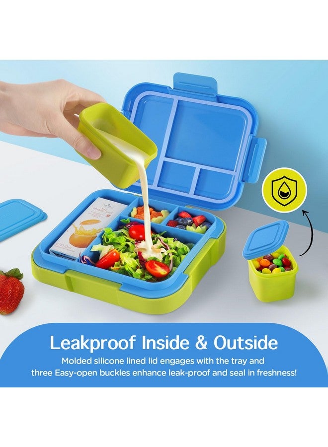 Caperci Caperci Bento Lunch Box for Kids - Large 4.8 Cups Lunch Container with 2 Modular Containers - 4 Compartments, Leak-Proof, Portable Handle, Microwave/Dishwasher Safe (Blue/Juicy Pear)  - Image 3