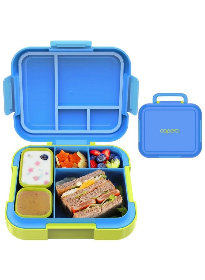 Caperci Caperci Bento Lunch Box for Kids - Large 4.8 Cups Lunch Container with 2 Modular Containers - 4 Compartments, Leak-Proof, Portable Handle, Microwave/Dishwasher Safe (Blue/Juicy Pear)  - Image 1