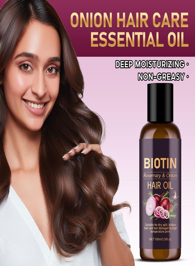 Grospe Onion Biotin & Rosemary Hair Oil for Hair Growth, Anti-Frizz Onion Hair Oil for Hydrating, Hair Care Essential Oil Non-greasy for Dry Split Broken and Hair Damaged 3.38 Fl Oz (100ml) - Image 2