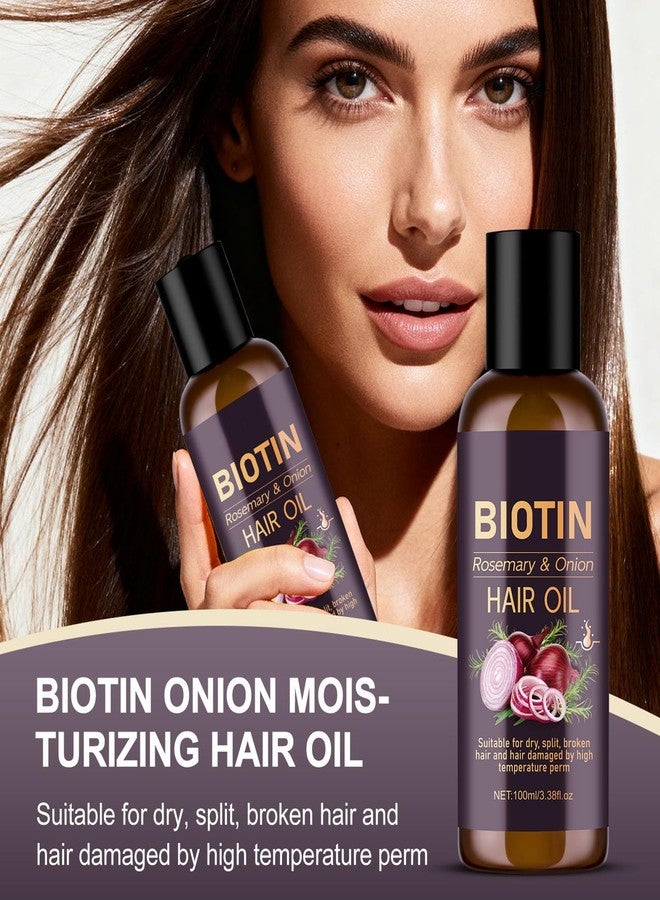 Grospe Onion Biotin & Rosemary Hair Oil for Hair Growth, Anti-Frizz Onion Hair Oil for Hydrating, Hair Care Essential Oil Non-greasy for Dry Split Broken and Hair Damaged 3.38 Fl Oz (100ml) - Image 3