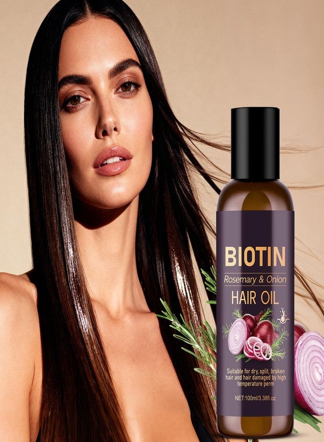 Grospe Onion Biotin & Rosemary Hair Oil for Hair Growth, Anti-Frizz Onion Hair Oil for Hydrating, Hair Care Essential Oil Non-greasy for Dry Split Broken and Hair Damaged 3.38 Fl Oz (100ml) - Image 5