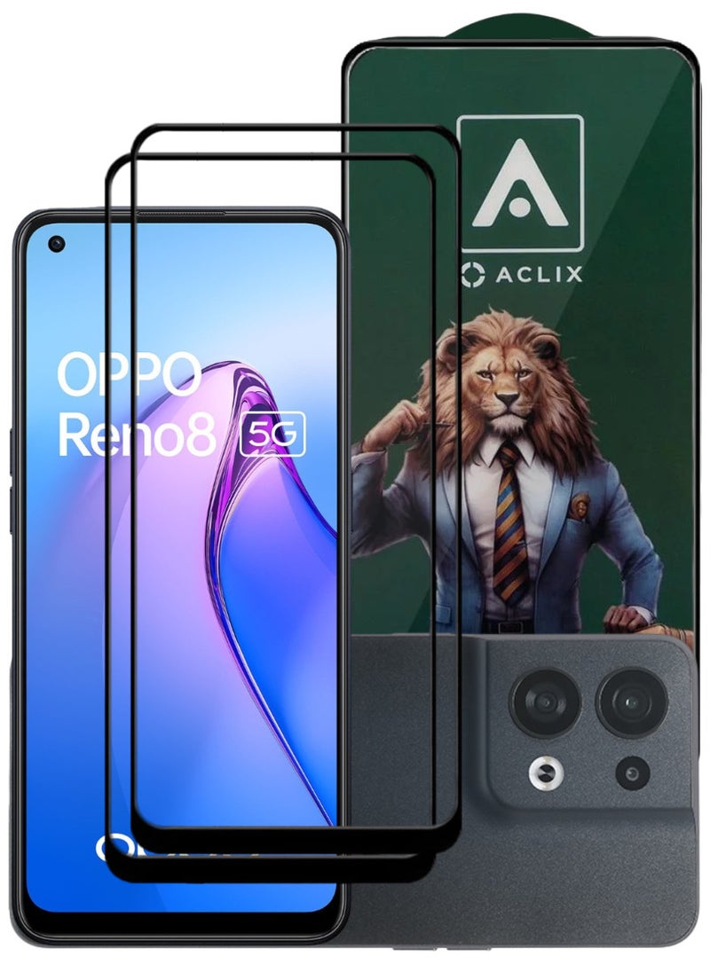 ACLIX 2 Pieces Antistatic ESD Dustproof Premium Quality High Definition Tempered Glass Screen Protector Designed For Oppo Reno8 - Image 1
