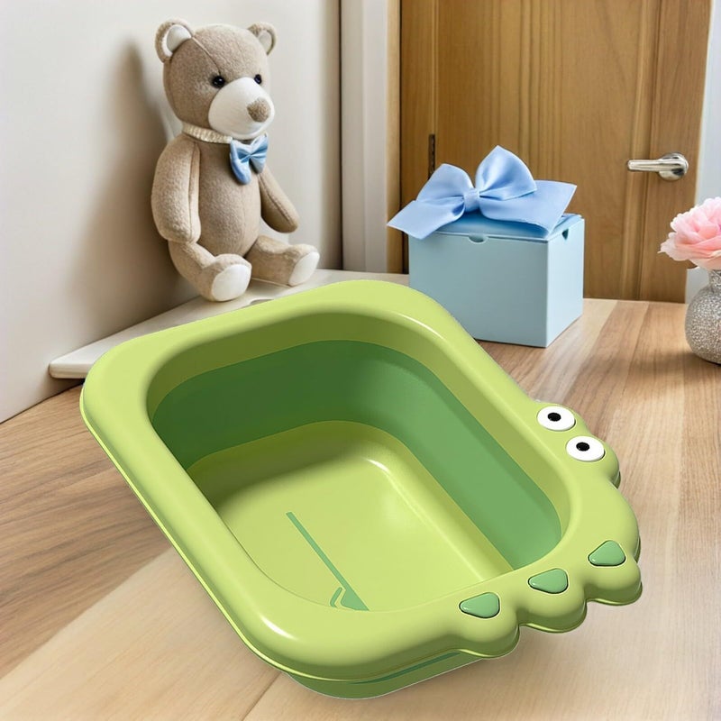 Foldable Portable Wash Basin For Newborns Safe Bathing Travel Green - Image 5