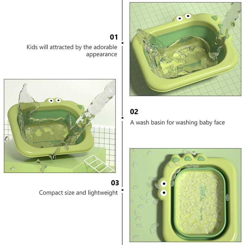 Foldable Portable Wash Basin For Newborns Safe Bathing Travel Green - Image 4