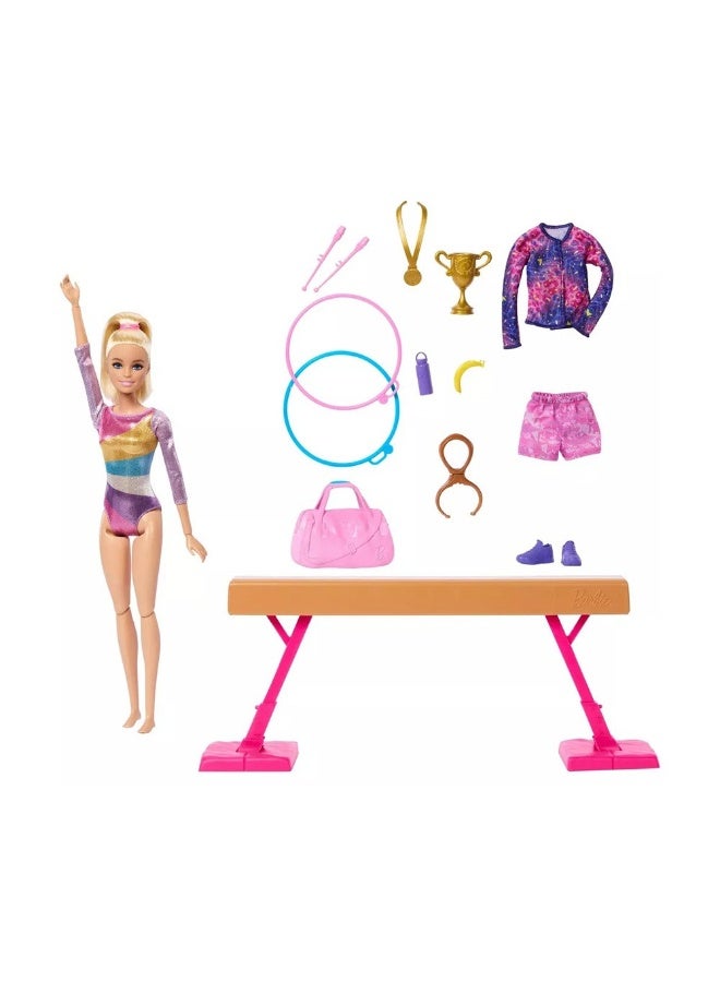 Barbie Barbie Gymnastics Playset with Blonde Doll & 10+ Accessories  - Image 3