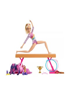 Barbie Barbie Gymnastics Playset with Blonde Doll & 10+ Accessories  - Image 1