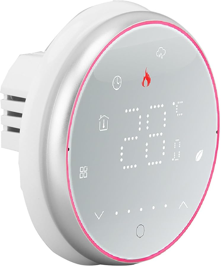 ثرموستات رقمي دائري مدمج أبيض قابل للبرمجة لسخان المياه AC95 240V بشاشة عرض LED - Image 5