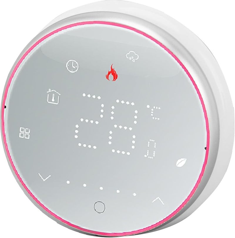 ثرموستات رقمي دائري مدمج أبيض قابل للبرمجة لسخان المياه AC95 240V بشاشة عرض LED - Image 3