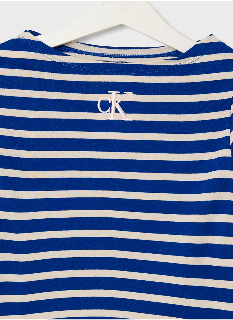 كالفن كلاين جينز Kids Boatneck Stripe T-Shirt