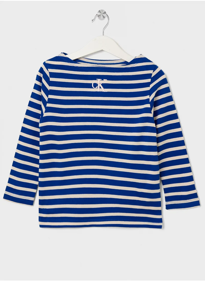 كالفن كلاين جينز Kids Boatneck Stripe T-Shirt