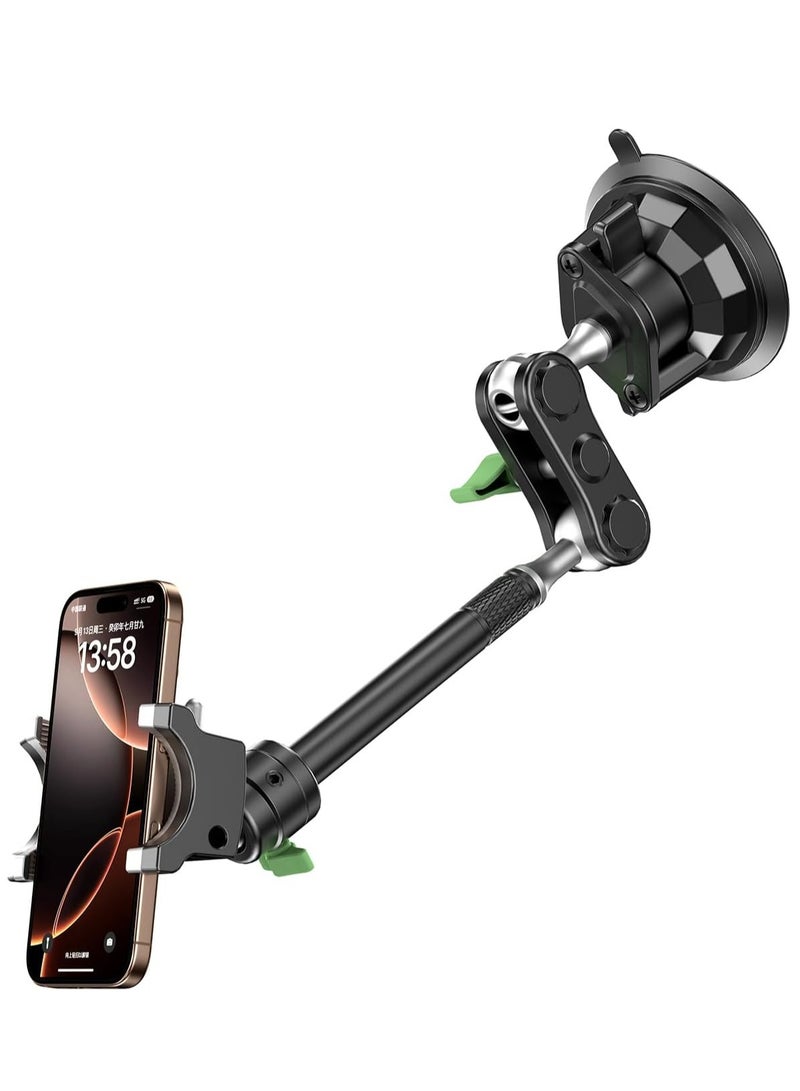 ELTRAZONE Suction Cup Car Phone Holder Mount, 360° Rotating, Universal Ball Head Arm, Multifunctional Adjustable, For Car Window Windshield Compatible for iPhone Samsung - Image 1