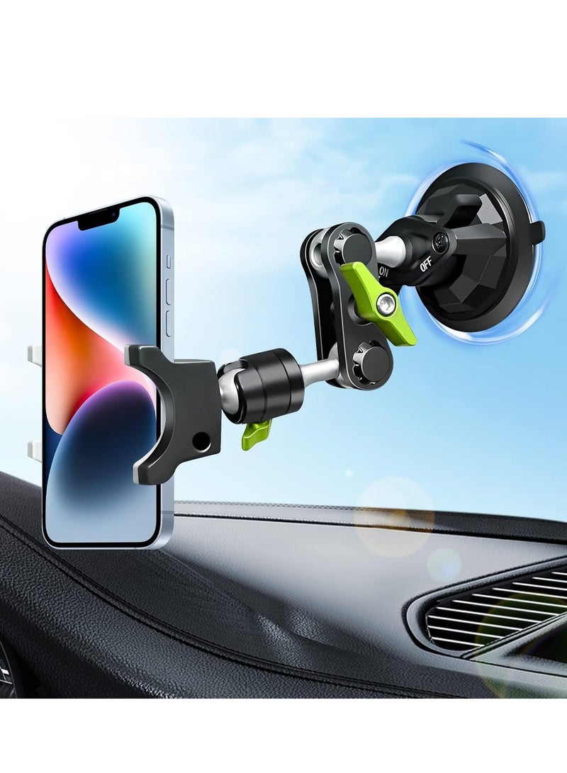 ELTRAZONE Suction Cup Car Phone Holder Mount, 360° Rotating, Universal Ball Head Arm, Multifunctional Adjustable, For Car Window Windshield Compatible for iPhone Samsung - Image 2