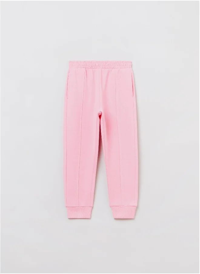 او في اس OVS Plush Joggers With Embossed Seams