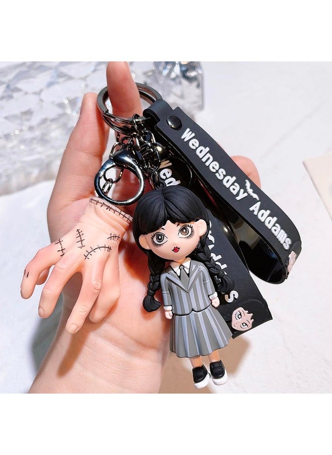 فانسي دريسويل سلسلة مفاتيح من FancyDressWale بضائع الأربعاء Wensday Addams هدايا الهالوين لصديقة الابنة أو المراهقات أو سلسلة مفاتيح على شكل قلب هدية عيد ميلاد (شيء)  - Image 5