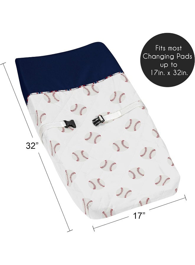 Sweet Jojo Designs Sweet Jojo Designs Red, White and Blue Changing Pad Cover for Baseball Patch Sports Collection  - Image 5