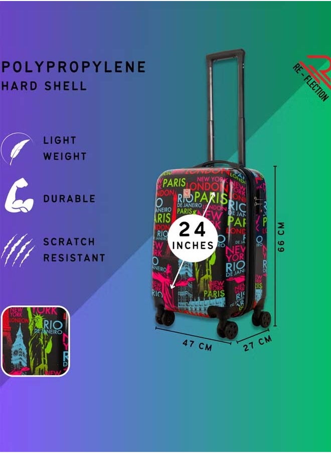 Reflection 24 Inch ABS and Polycarbonate Suitcase Lightweight Hardside Iconic Print Series Travel Luggage Trolley with 84L Storage Capacity 4 Spinner Wheels and TSA Lock Multicolor - pzsku/Z1F738F5467B4CC7904CCZ/45/_/1712041314/1a3652f8-5181-47b9-8d31-99d04a95d70d